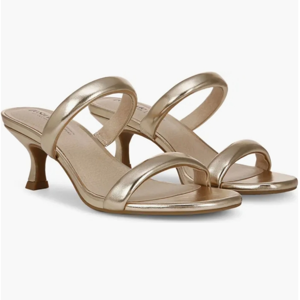 LifeStride Nalani Slide Sandals Gold Puff Strap For Comfort New Size 9.5 W